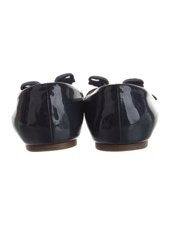 Ferragamo Patent Leather Bow Accents Ballet Flats