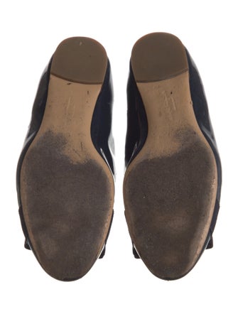 Ferragamo Patent Leather Bow Accents Ballet Flats