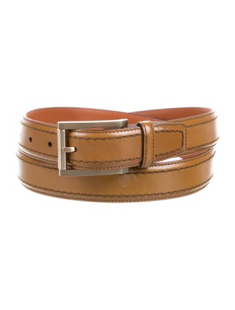 Ferragamo Leather Whipstitch Trim Waist Belt