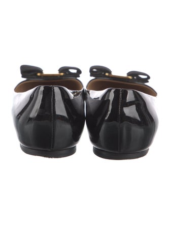 Ferragamo Vara Bow Accent Patent Leather Ballet Flats