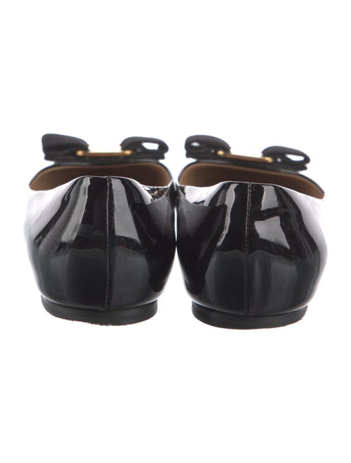 Ferragamo Vara Bow Accent Patent Leather Ballet Flats