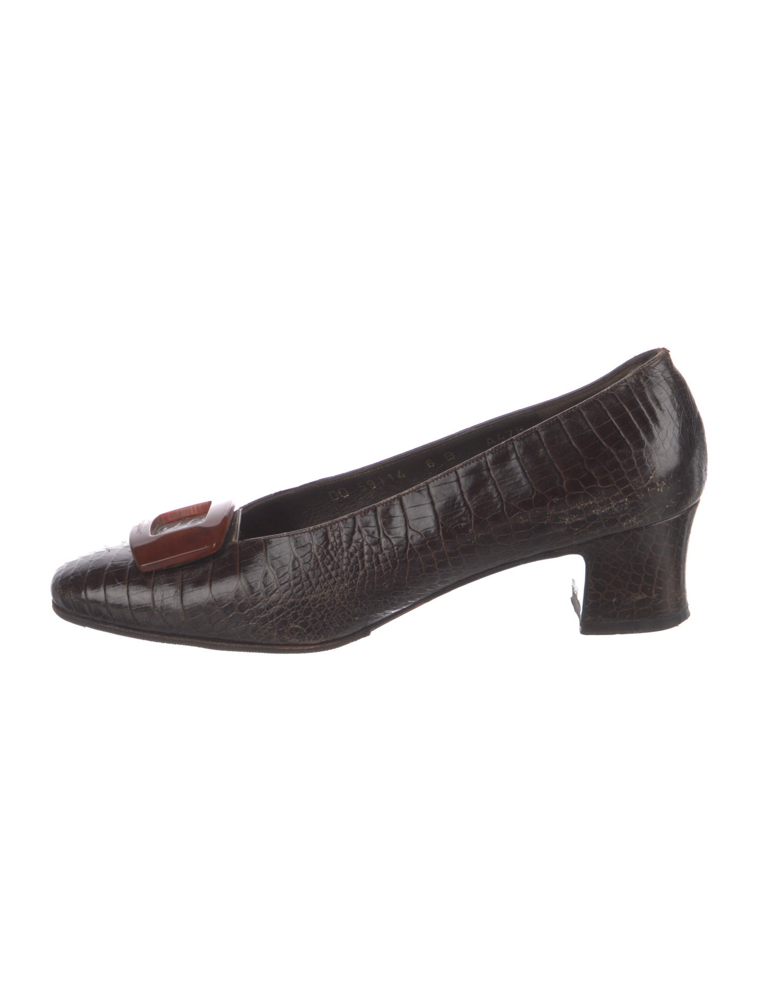 Ferragamo Embossed Leather Pumps