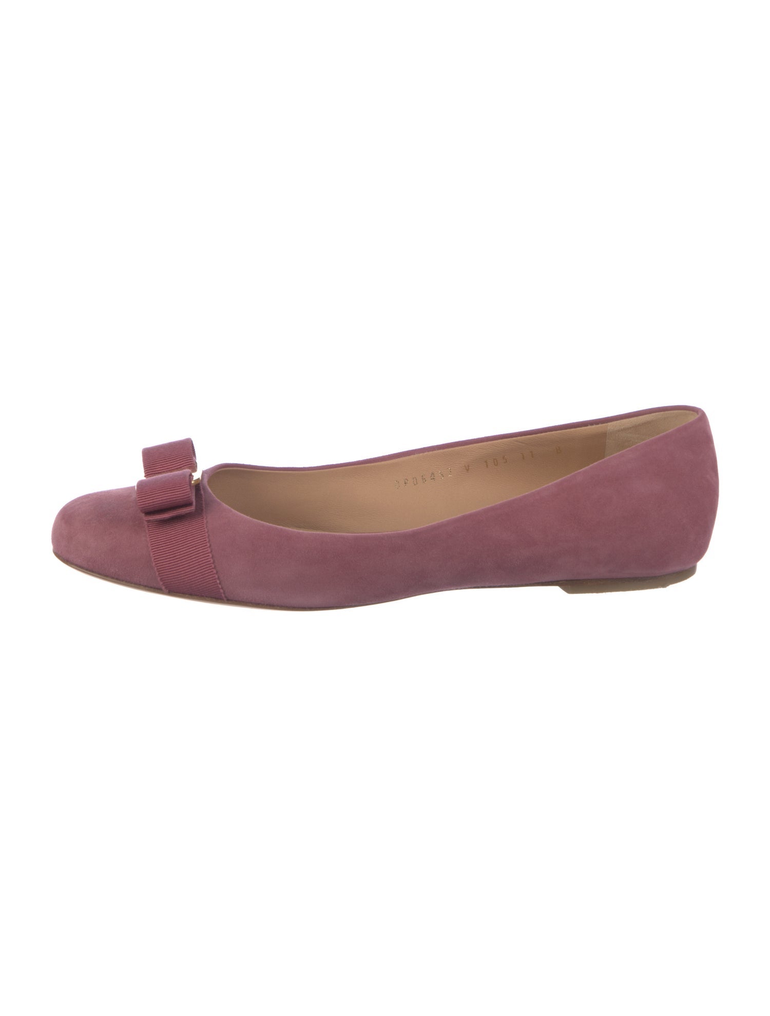 Ferragamo Vara Bow Accent Suede Ballet Flats