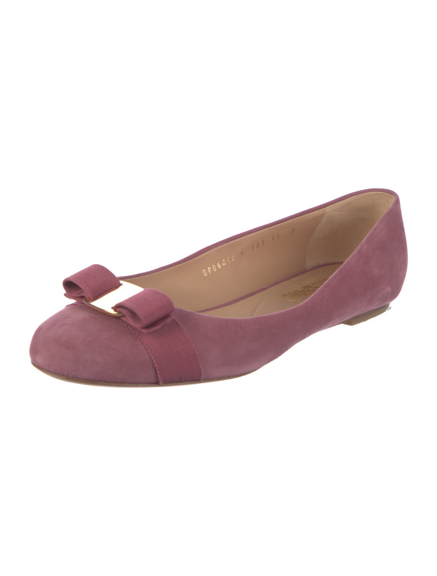 Ferragamo Vara Bow Accent Suede Ballet Flats