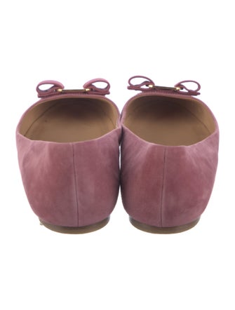 Ferragamo Vara Bow Accent Suede Ballet Flats