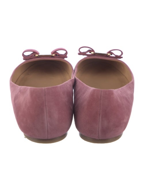 Ferragamo Vara Bow Accent Suede Ballet Flats