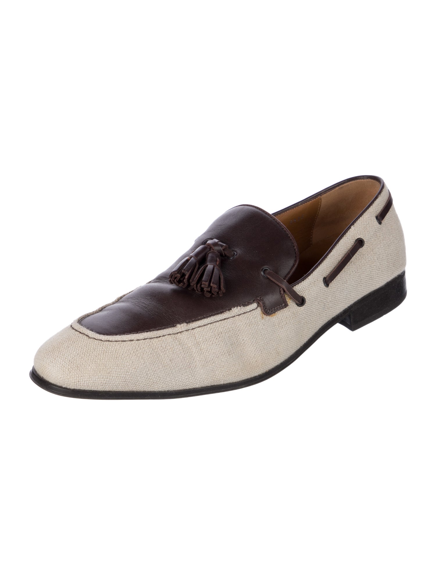 Ferragamo Canvas Colorblock Pattern Dress Loafers