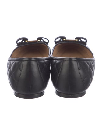 Ferragamo Vara Bow Accent Leather Ballet Flats