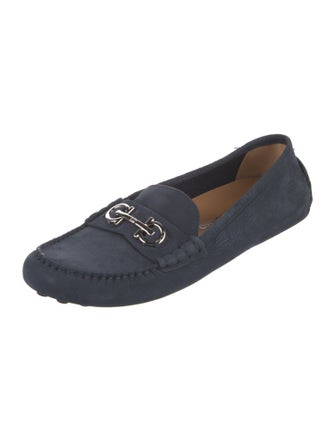 Ferragamo Gancini Logo Suede Drivers