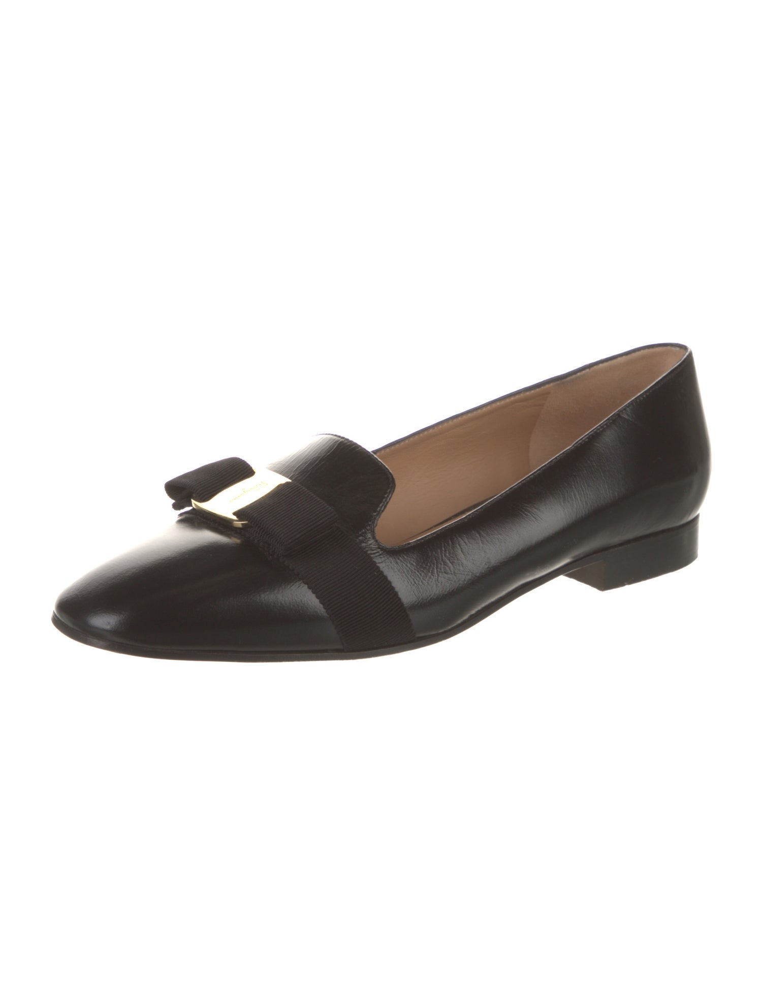 Ferragamo Leather Bow Accents Loafers
