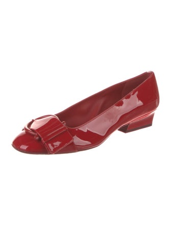 Ferragamo Patent Leather Bow Accents Pumps
