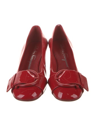 Ferragamo Patent Leather Bow Accents Pumps