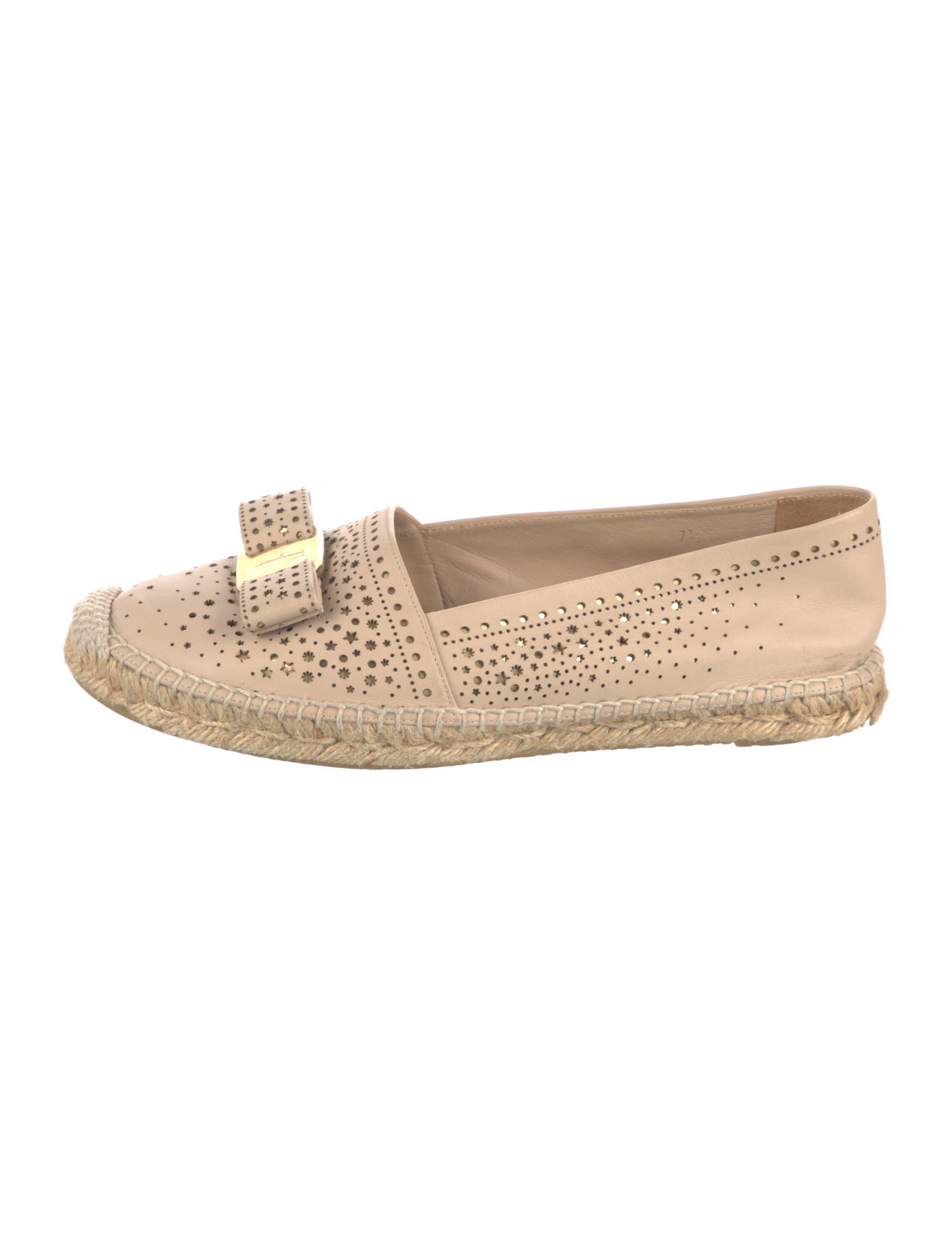 Ferragamo Leather Lasercut Accents Espadrilles