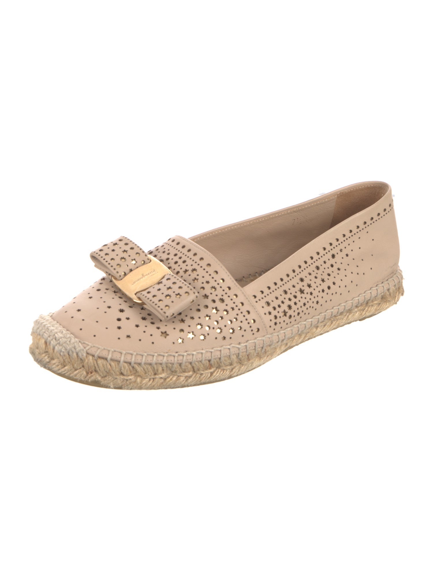 Ferragamo Leather Lasercut Accents Espadrilles
