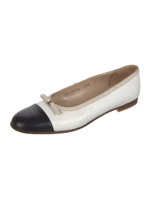 Ferragamo Leather Colorblock Pattern Ballet Flats