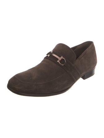 Ferragamo Gancini Logo Suede Dress Loafers