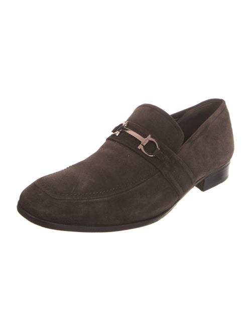 Ferragamo Gancini Logo Suede Dress Loafers
