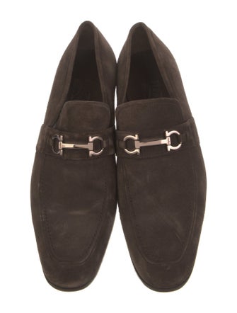 Ferragamo Gancini Logo Suede Dress Loafers