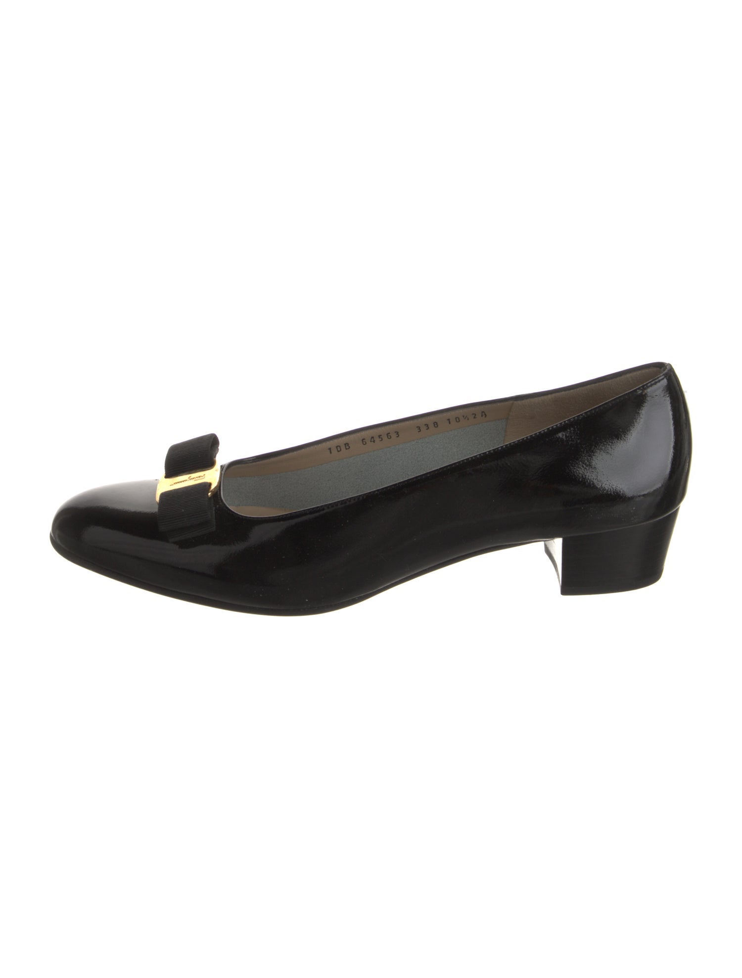 Ferragamo Patent Leather Bow Accents Pumps