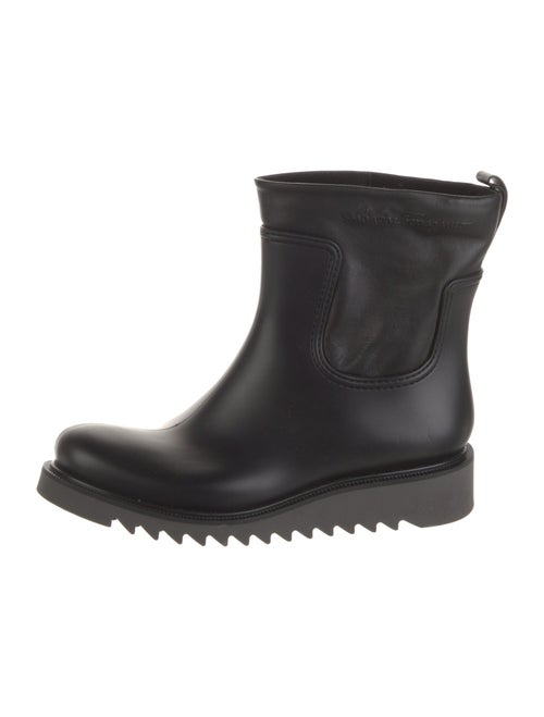 Ferragamo Rubber Leather Trim Embellishment Rain Boots