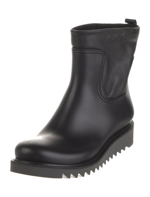Ferragamo Rubber Leather Trim Embellishment Rain Boots