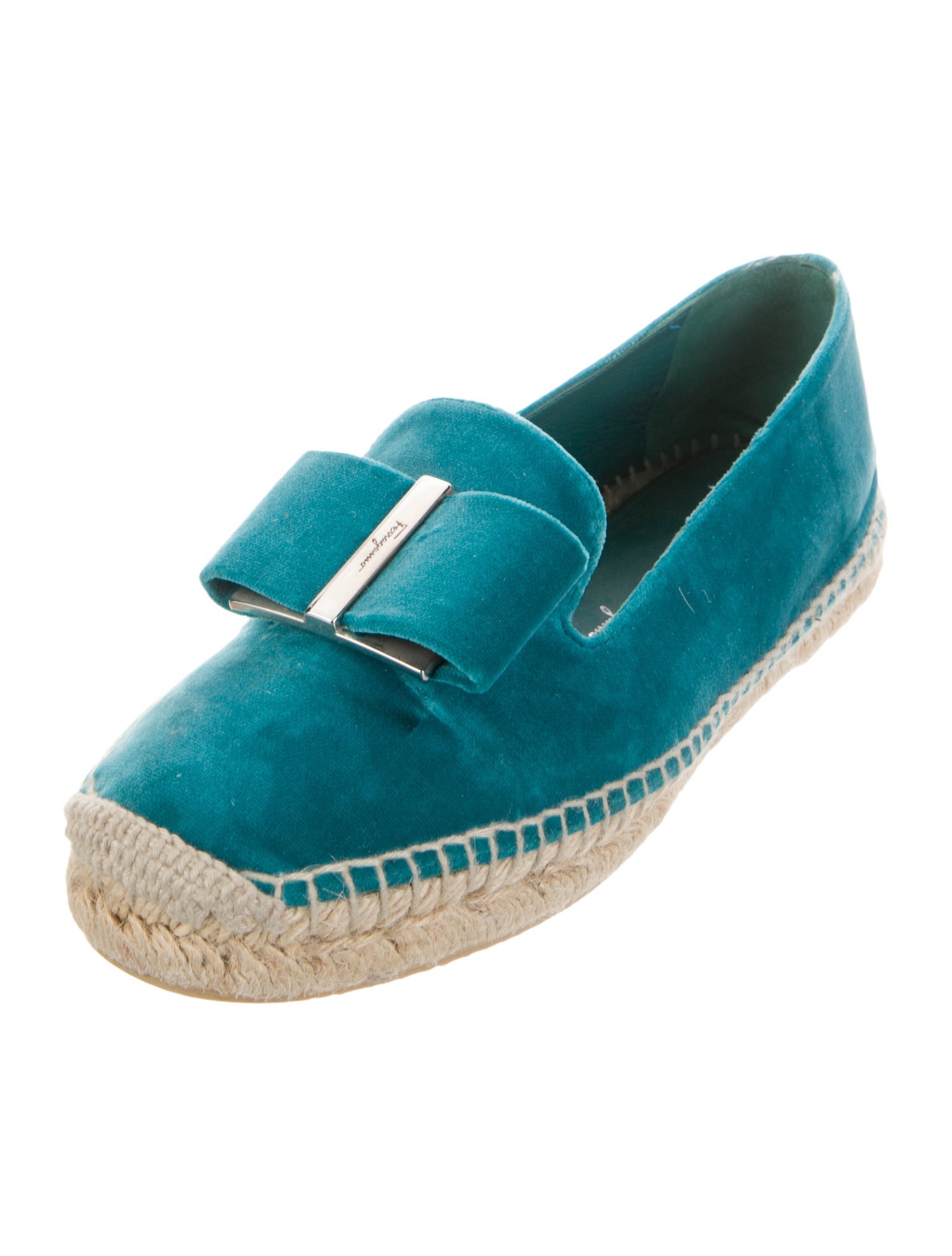 Ferragamo Vara Bow Accent Velvet Espadrilles