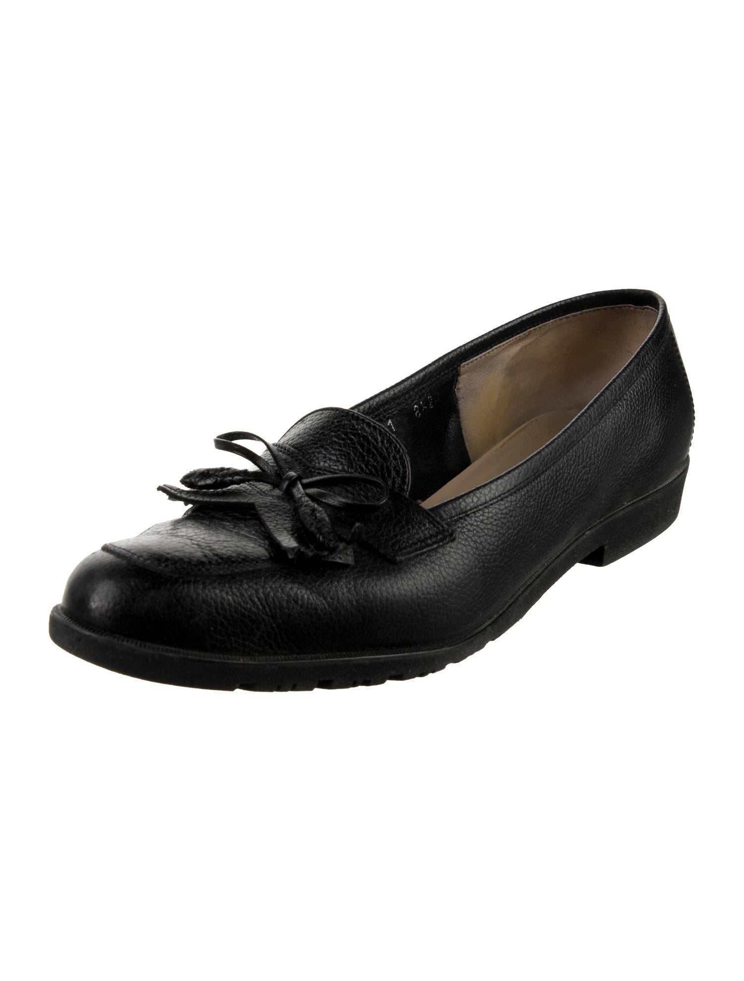 Ferragamo Leather Tassel Accents Ballet Flats