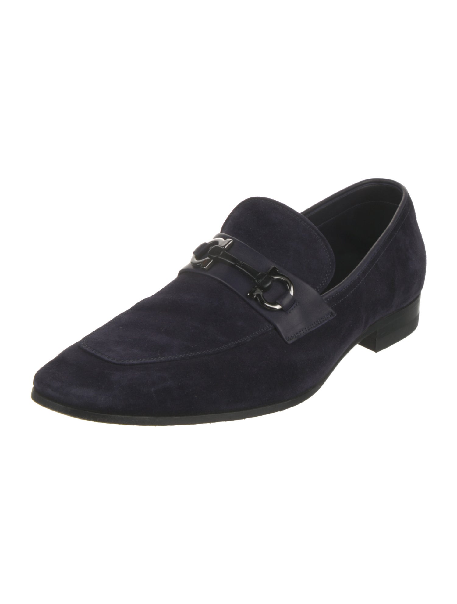 Ferragamo Horsebit Accent Suede Dress Loafers