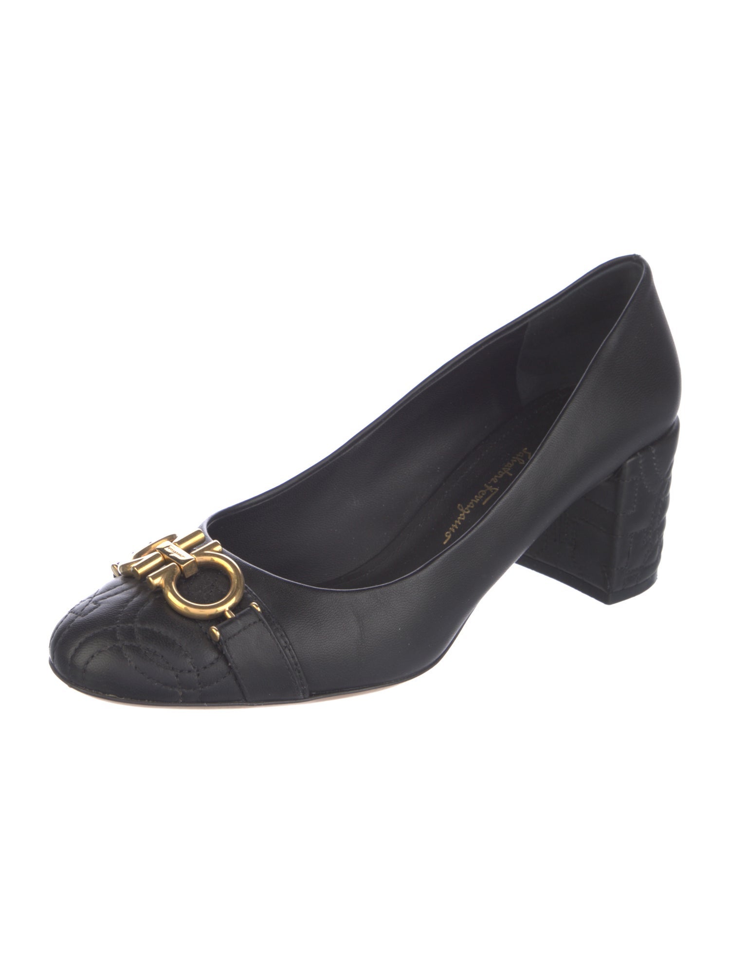 Ferragamo Gancini Logo Leather Pumps