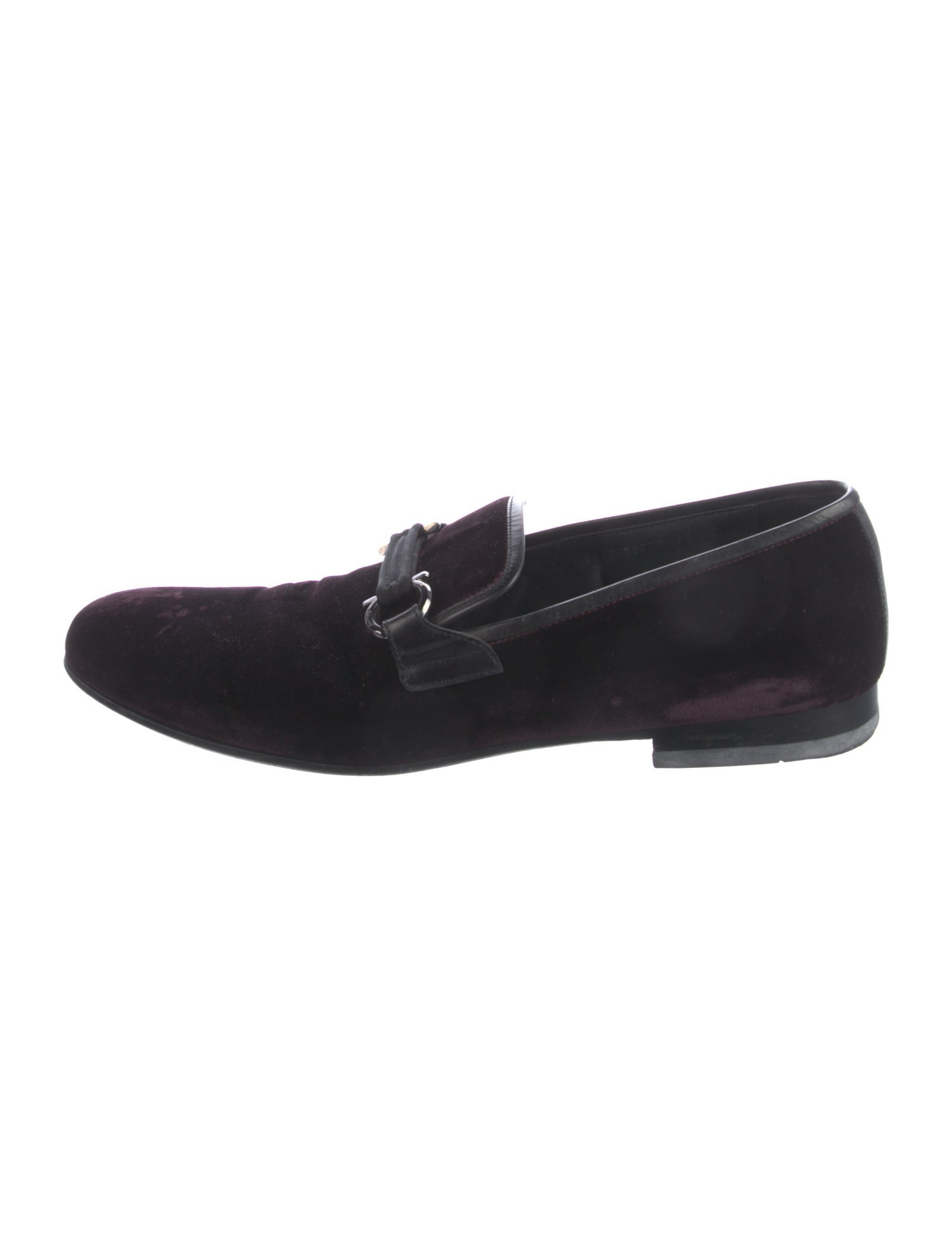 Ferragamo Velvet Grosgrain Trim Loafers