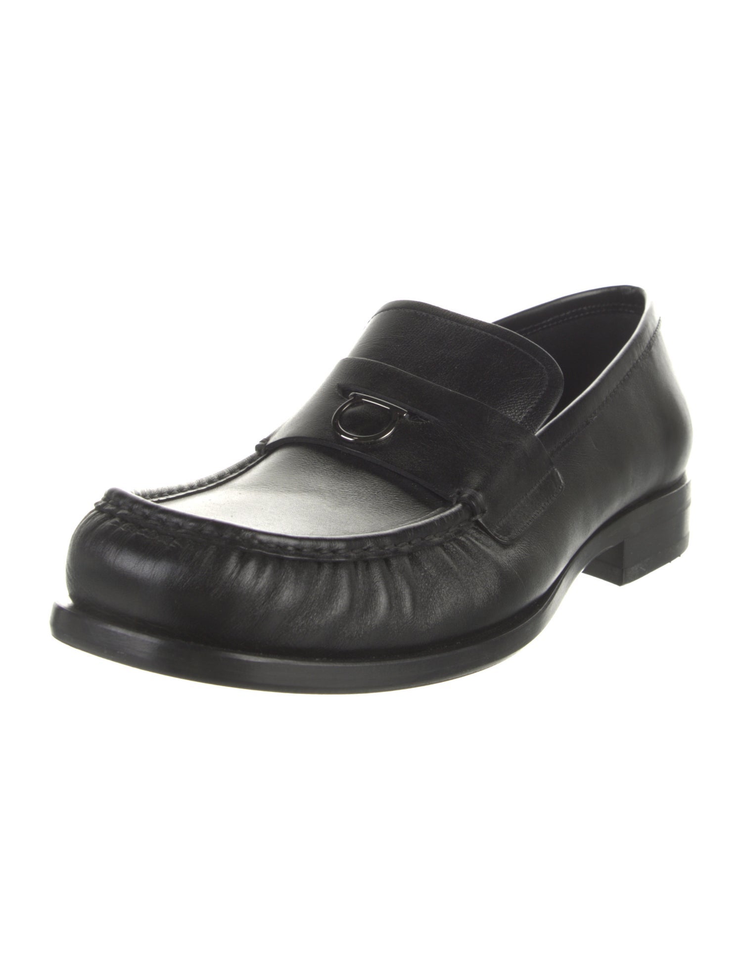 Ferragamo Gancini Logo Leather Dress Loafers