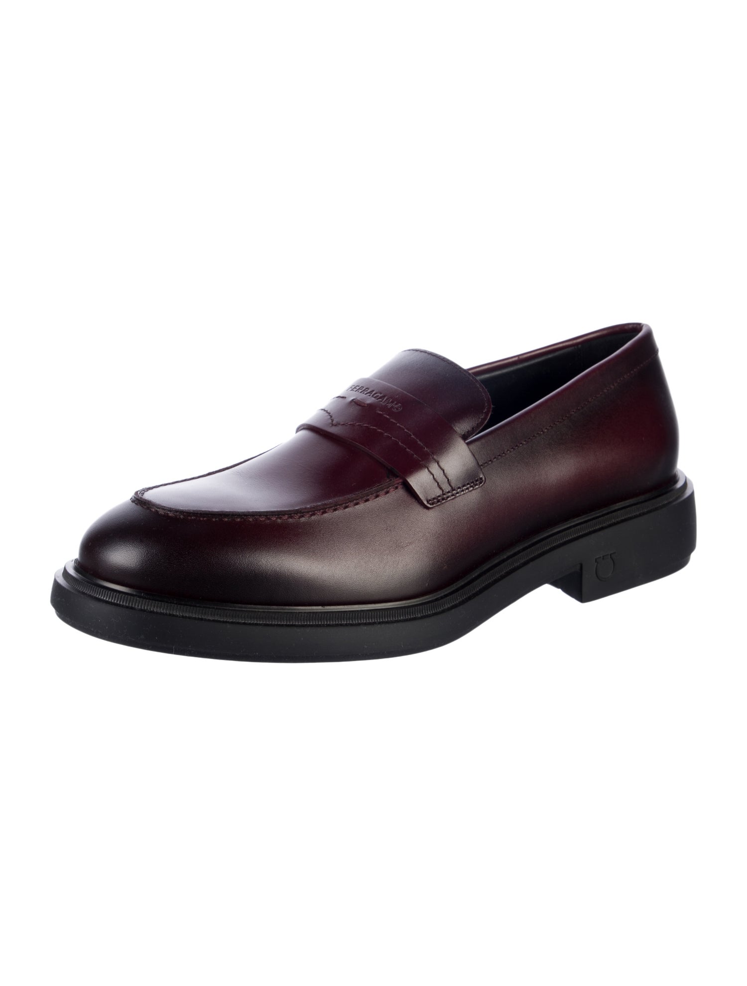 Ferragamo Gancini Logo Leather Dress Loafers
