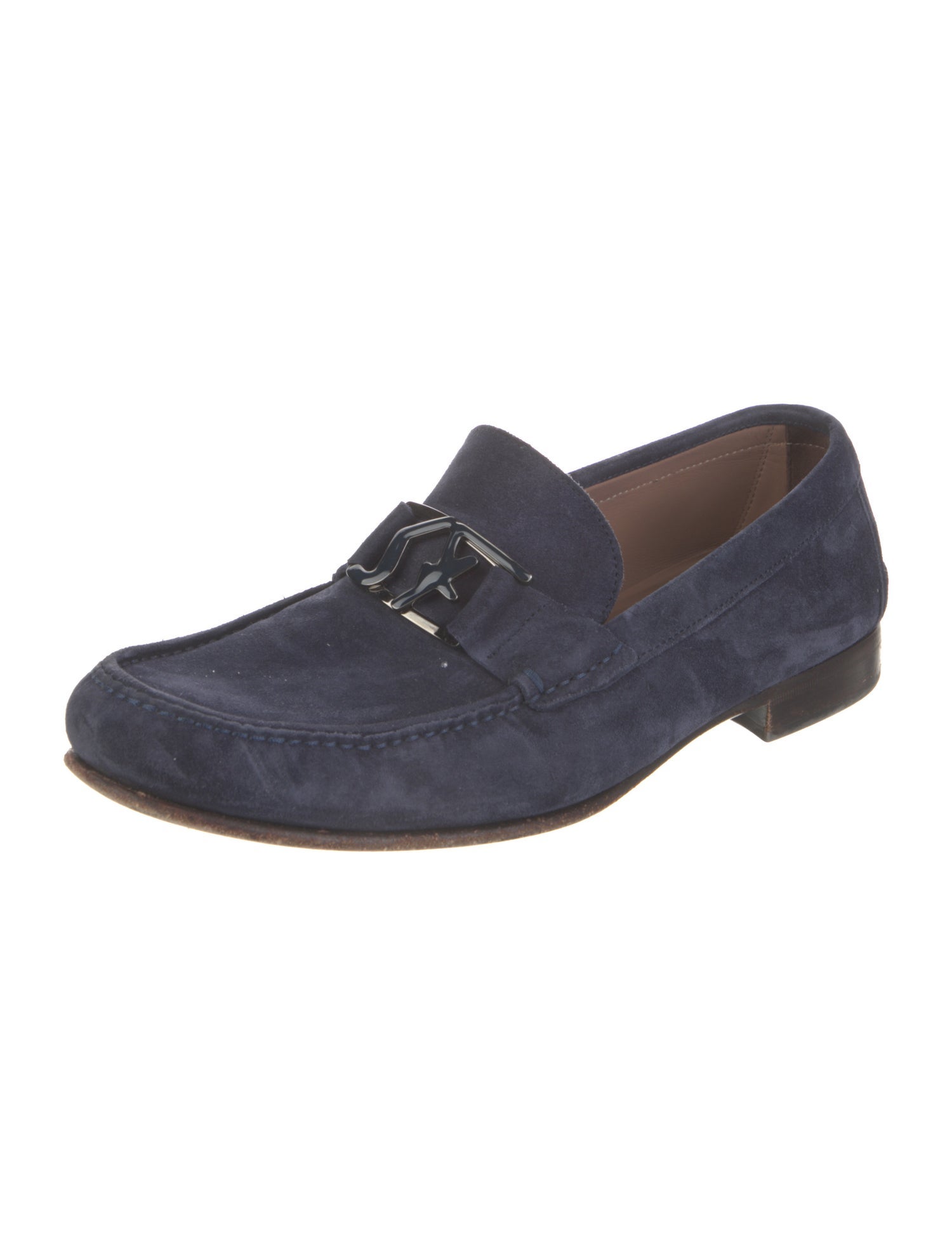 Ferragamo Gancini Logo Suede Dress Loafers
