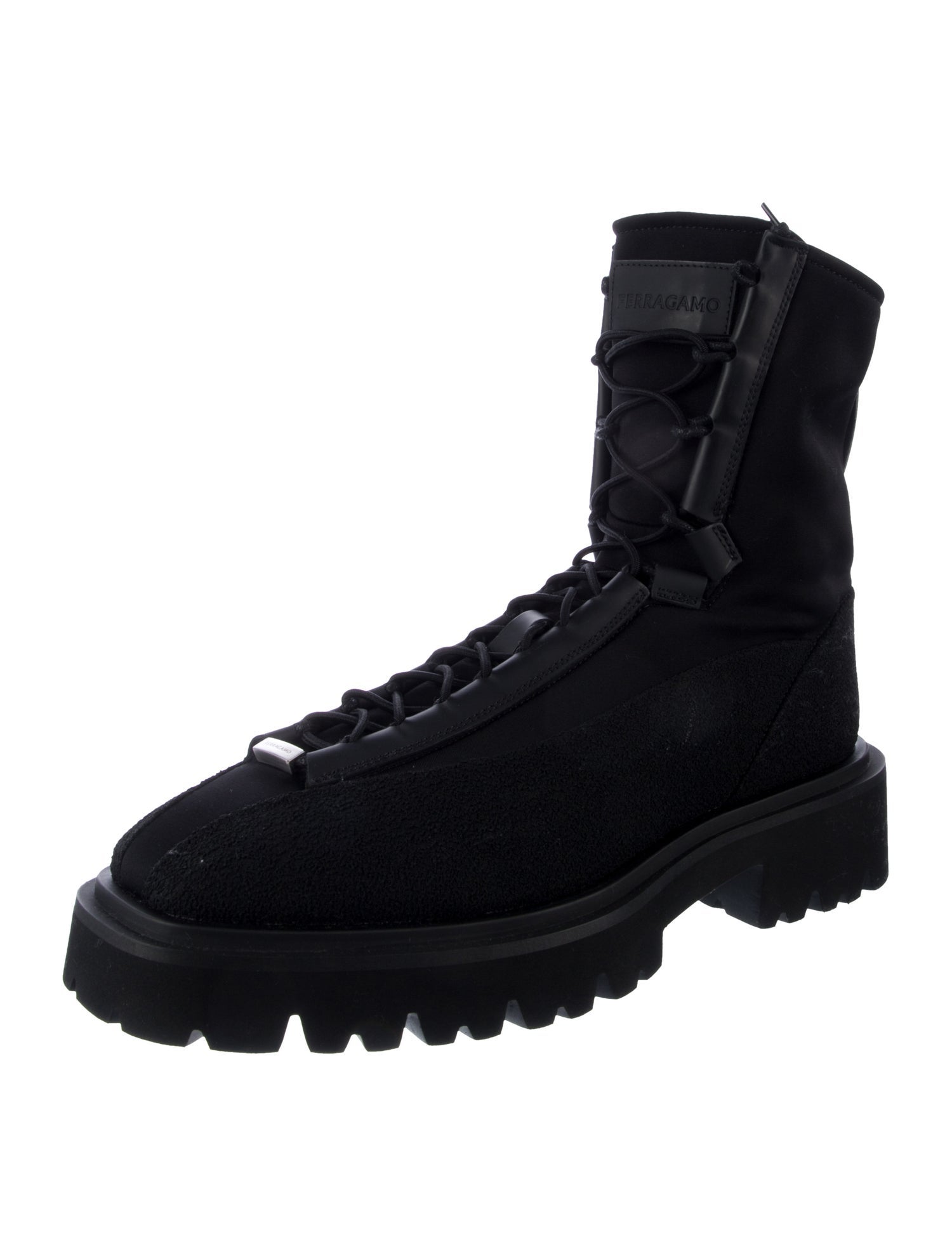 Ferragamo Neoprene Combat Boots