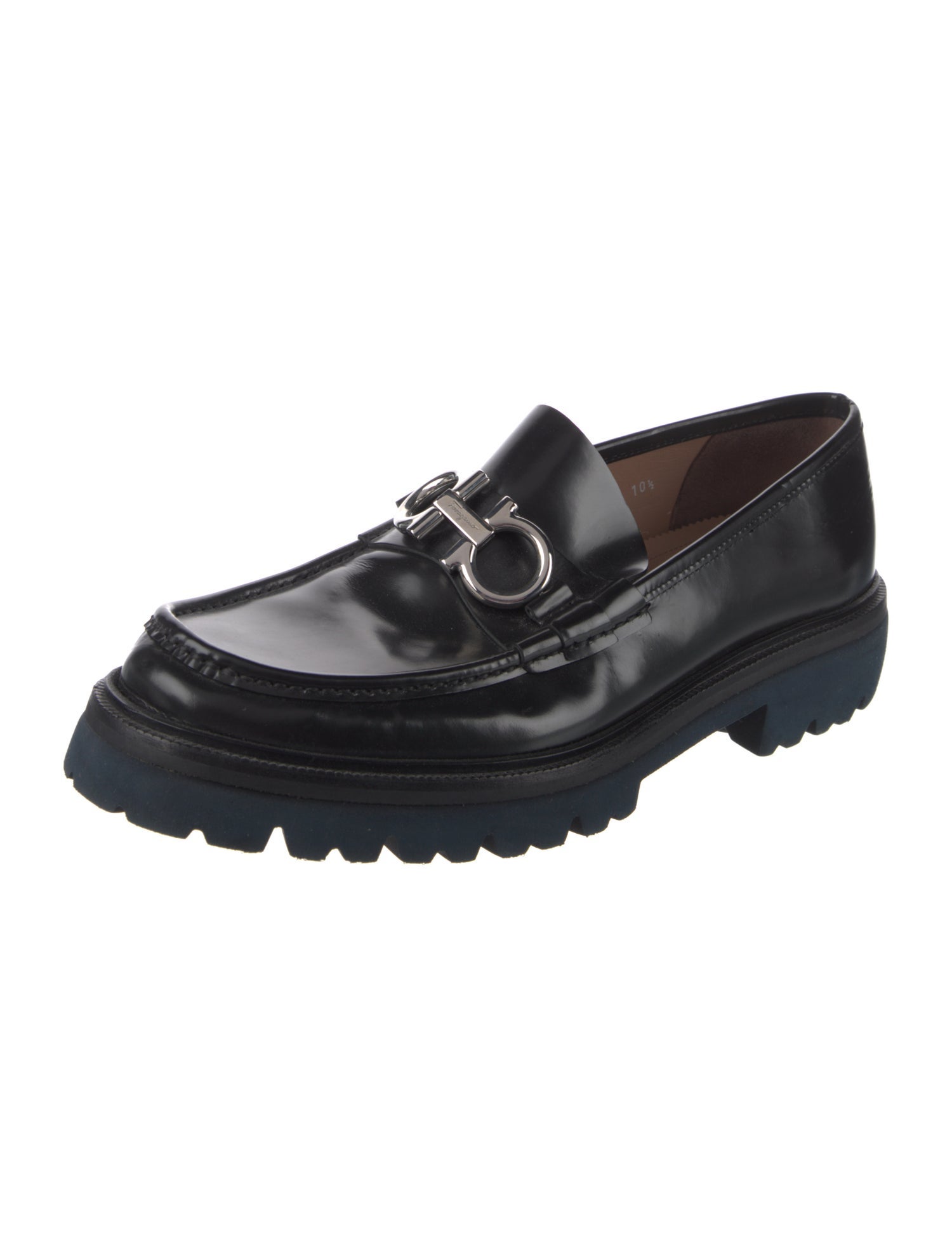 Ferragamo Gancini Logo Patent Leather Loafers