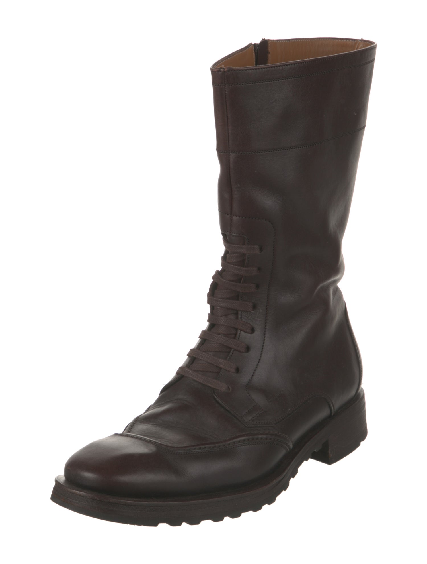 Ferragamo Leather Combat Boots