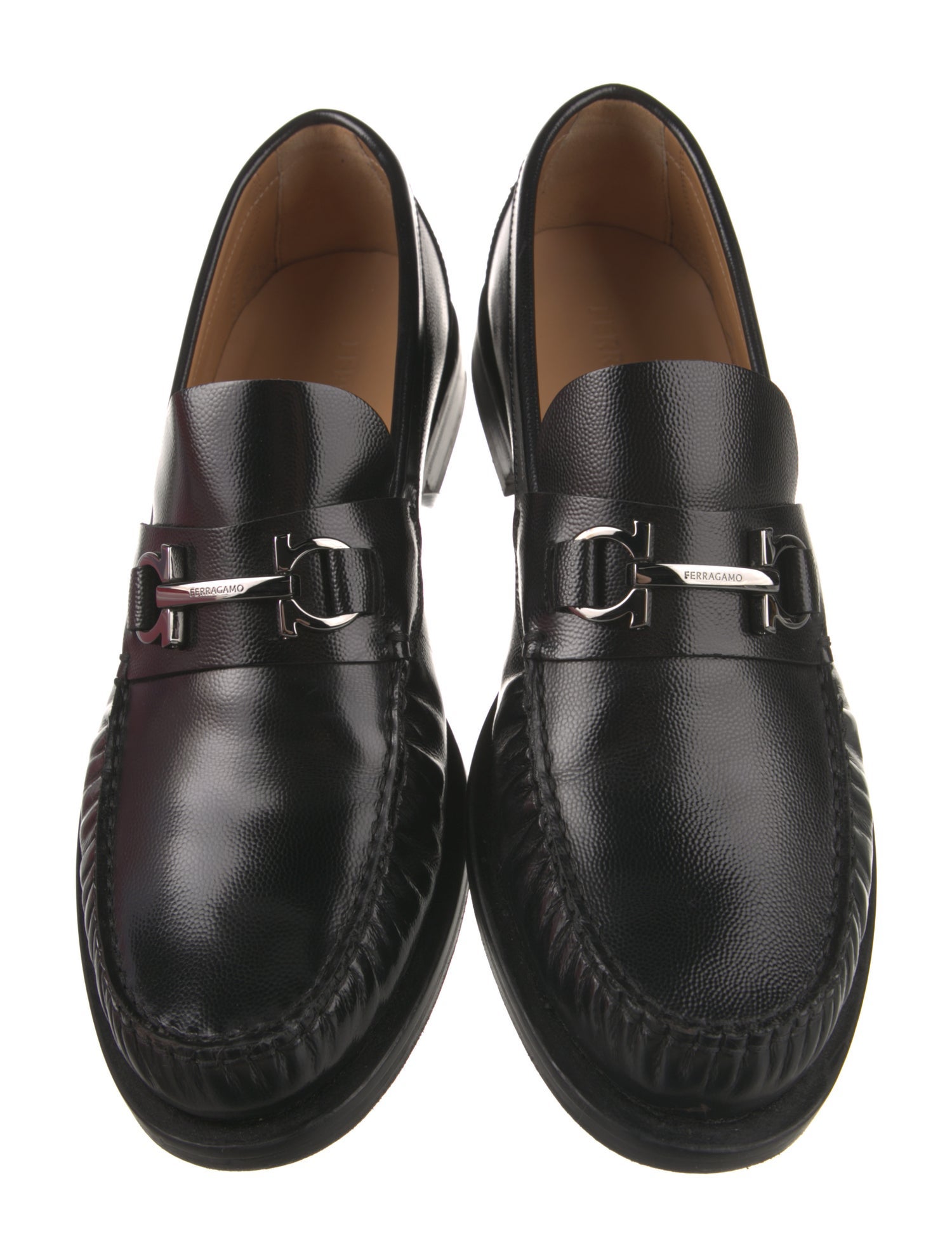 Ferragamo Gancini Logo Leather Dress Loafers