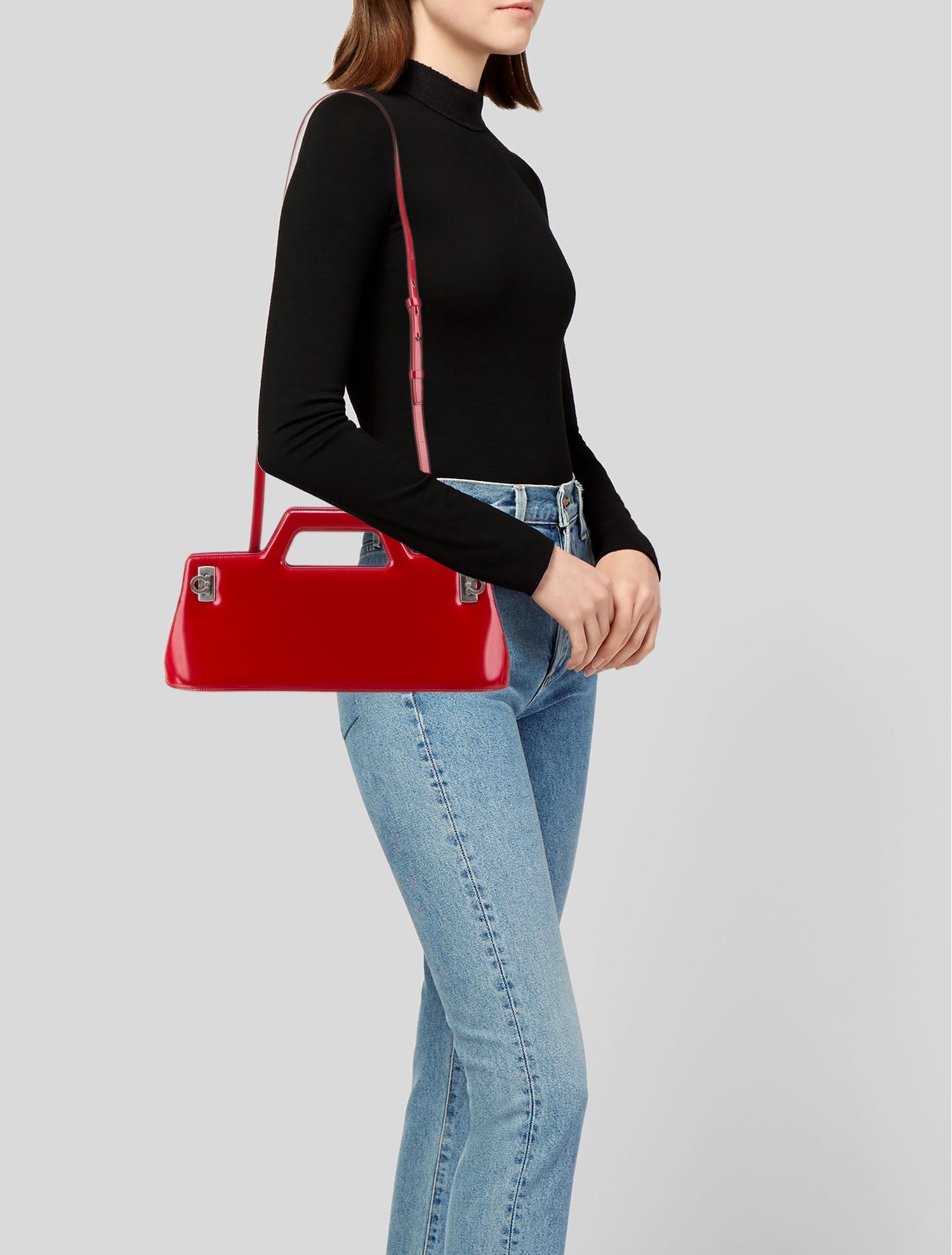 Ferragamo Patent Leather Top Handle Bag