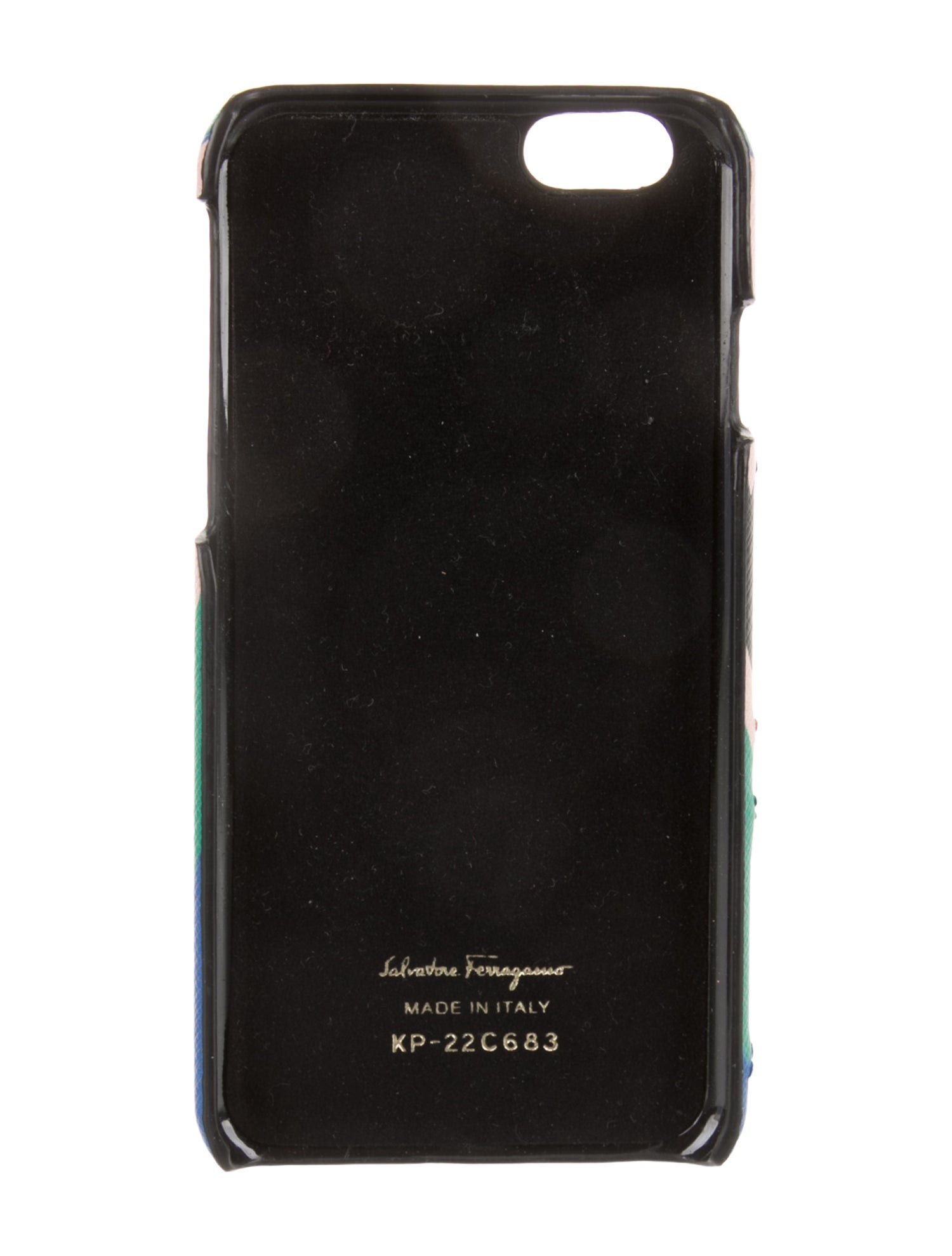 Ferragamo Pattern Print Leather iPhone Case
