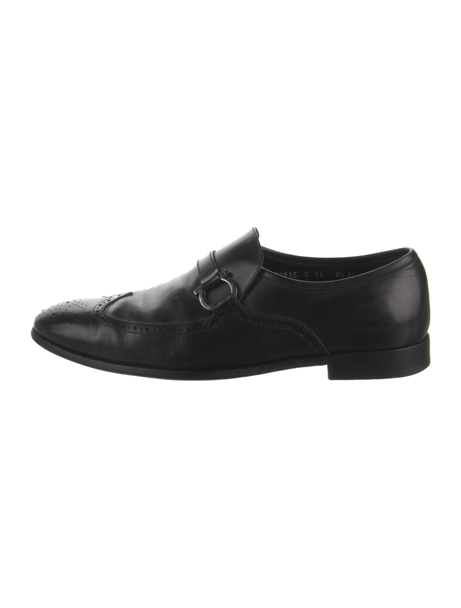 Ferragamo Leather Lasercut Accents Monk Straps
