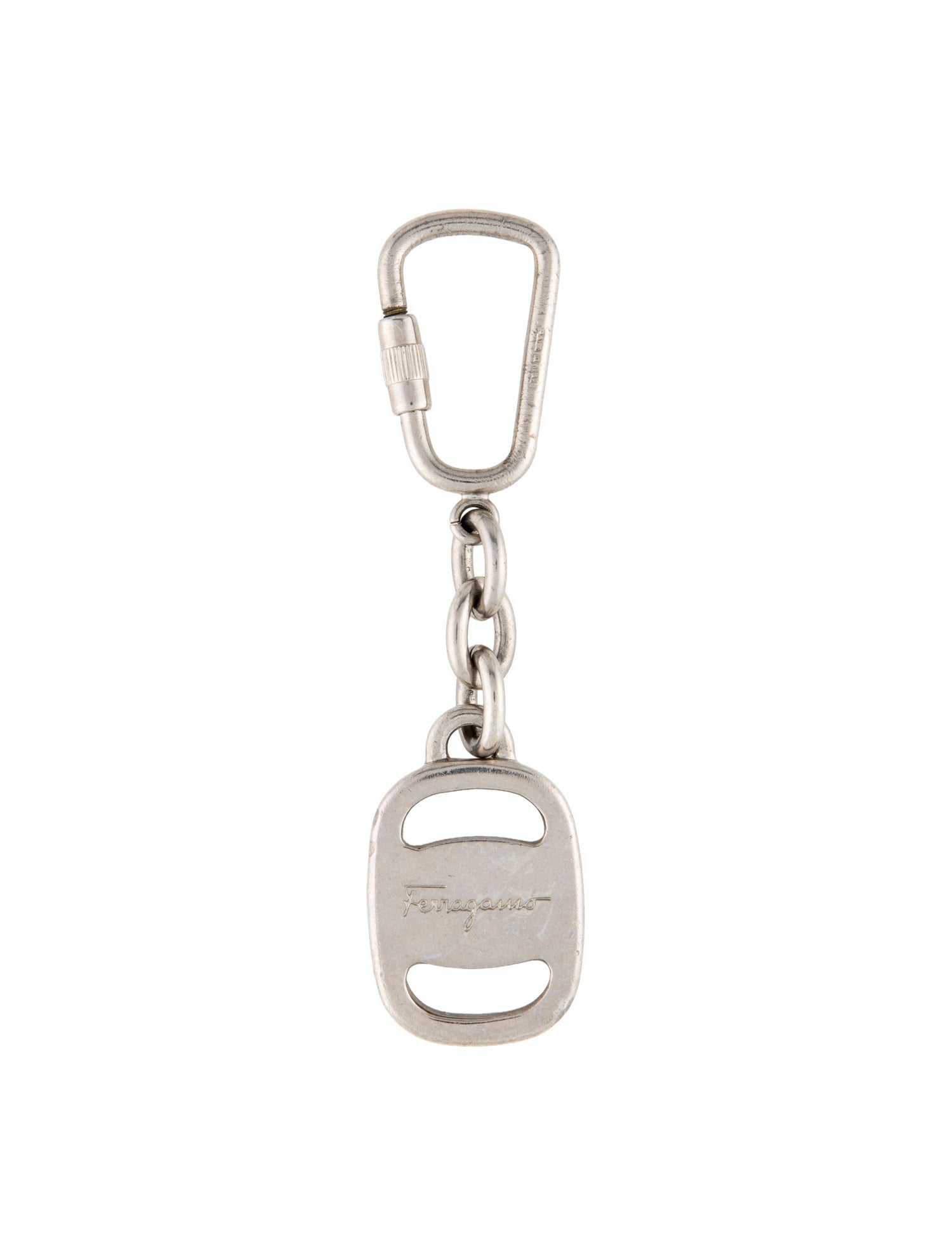 Ferragamo Silver Metal Keychain