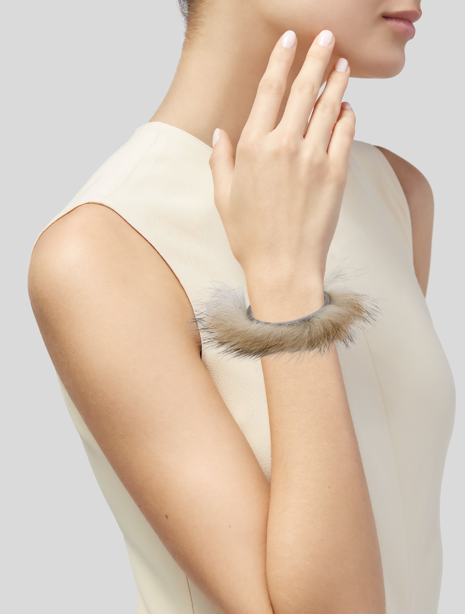 Ferragamo Fur Cuff Bracelet