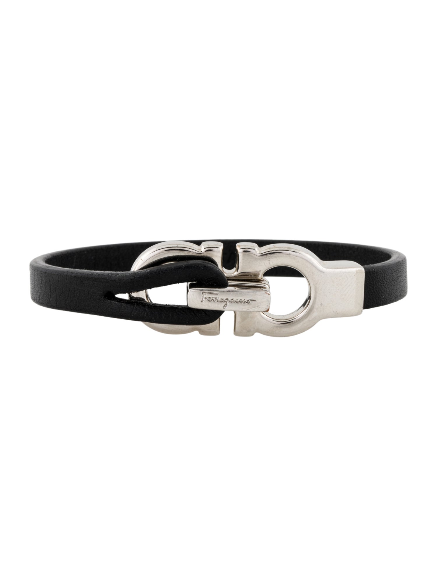 Ferragamo Leather Double Gancini Bracelet