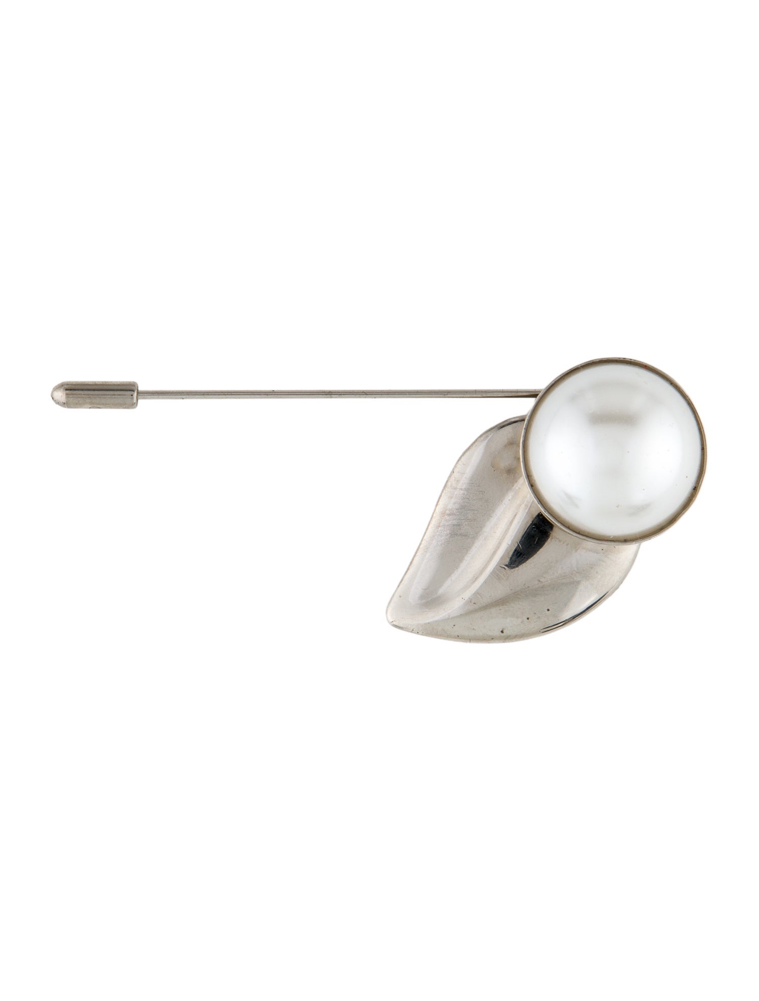 Ferragamo Faux Pearl Stick Pin Brooch