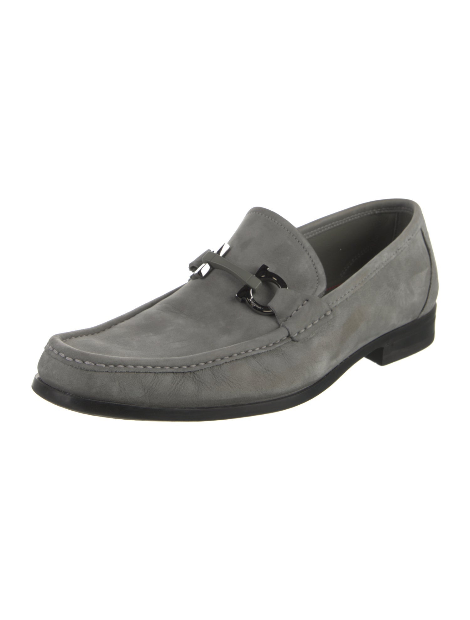 Ferragamo Gancini Logo Suede Dress Loafers
