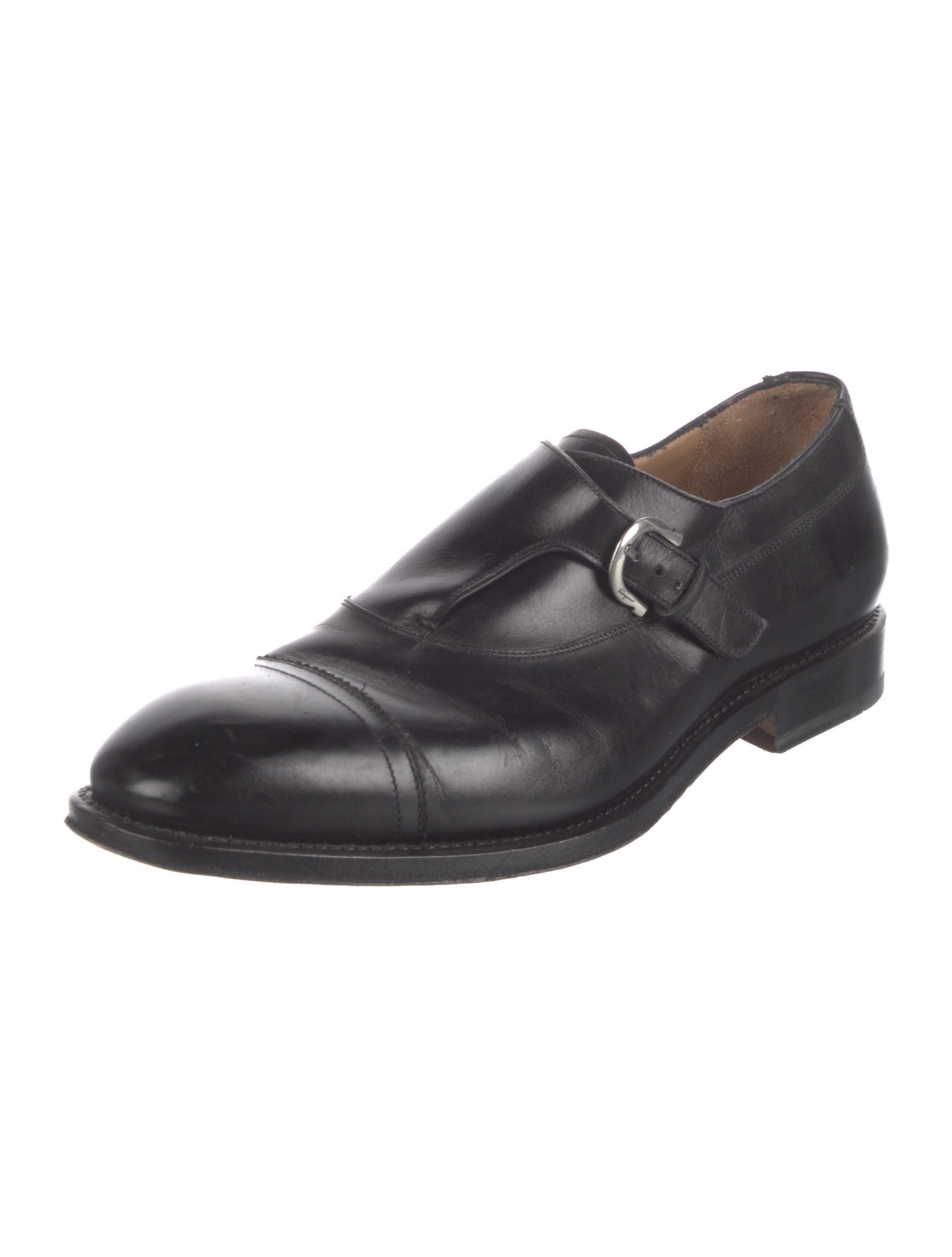Ferragamo Leather Monk Straps