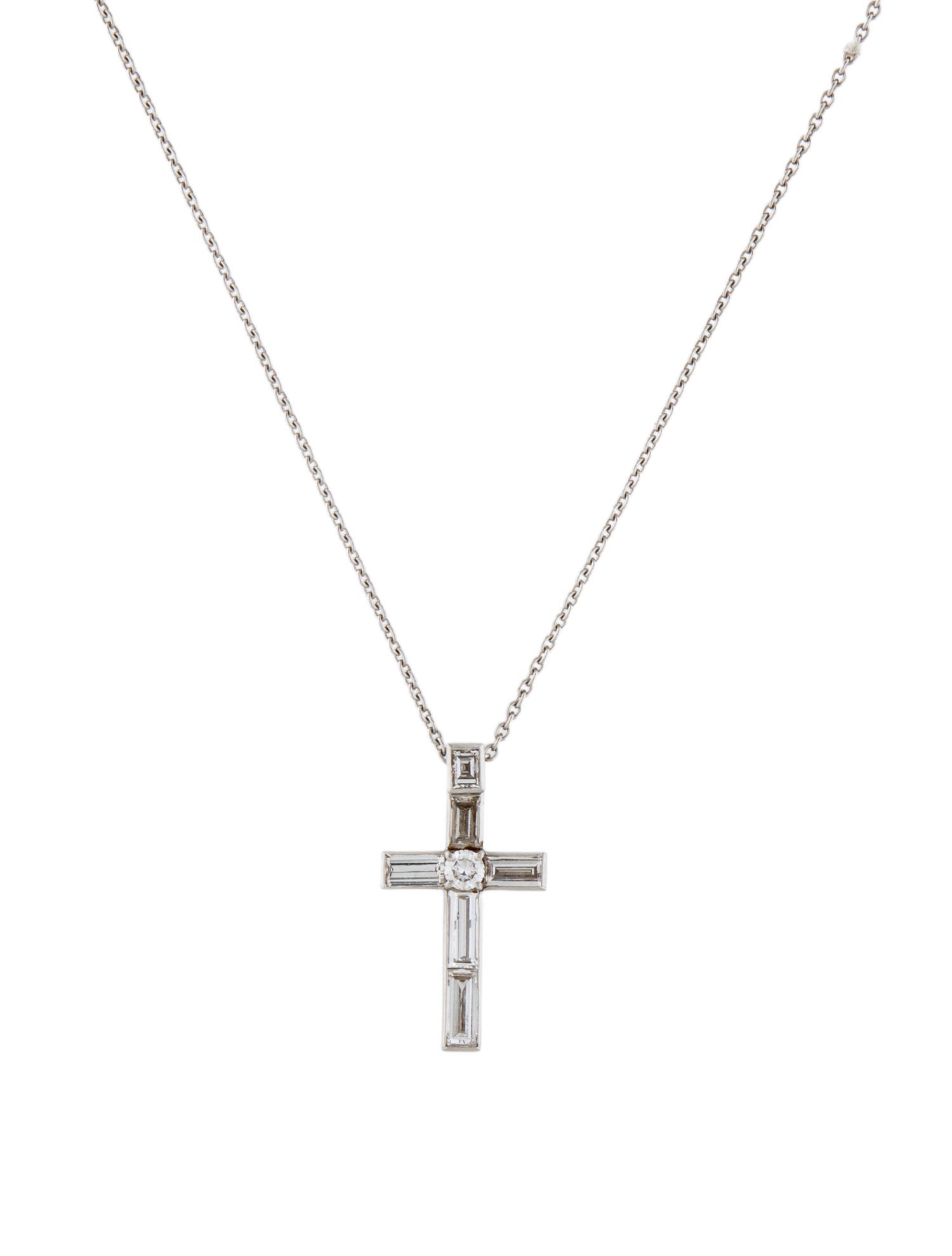 Fred Leighton Platinum 1.57ctw Diamond Cross Pendant Necklace