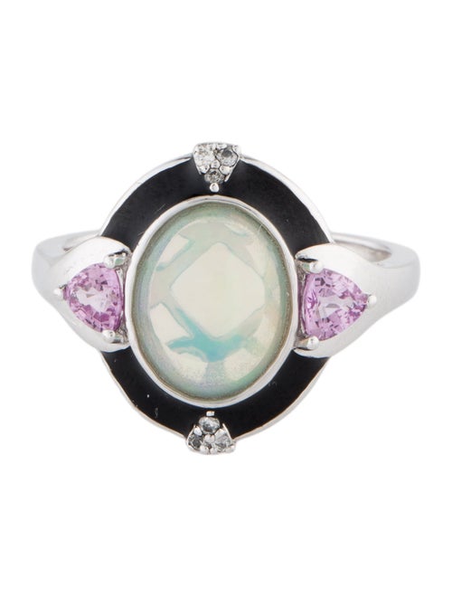 Fred Leighton Platinum 1.53ct Opal, Sapphire & Diamond Cocktail Ring