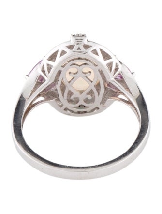 Fred Leighton Platinum 1.53ct Opal, Sapphire & Diamond Cocktail Ring