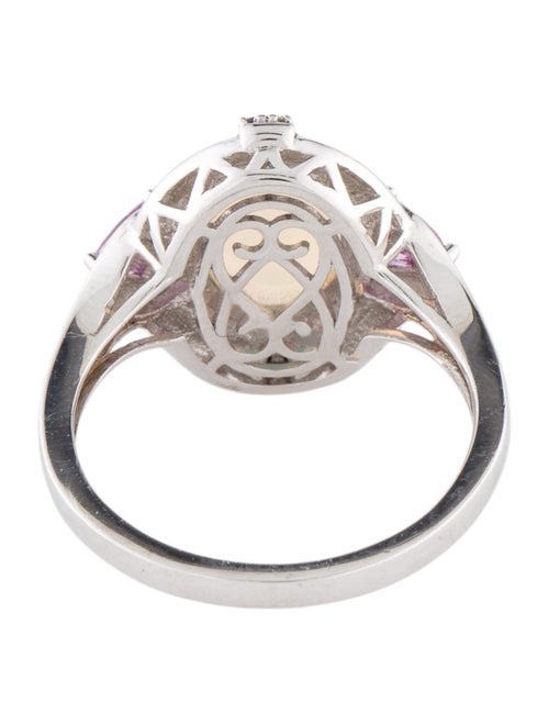 Fred Leighton Platinum 1.53ct Opal, Sapphire & Diamond Cocktail Ring